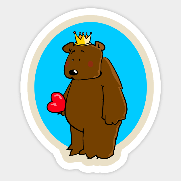 Bear King in Love Sticker by schlag.art